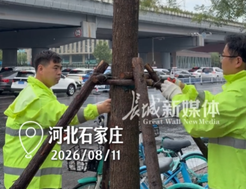 石家庄园林严阵以待迎战强降水天气