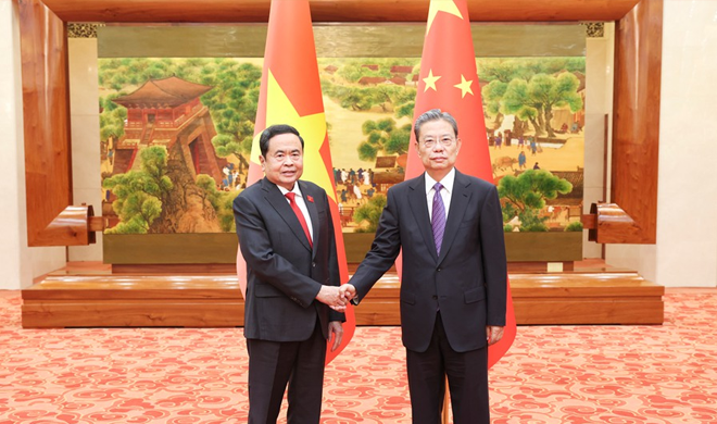 赵乐际同越南国会主席陈青敏会谈并共同主持中越立法机构联合委员会第二...